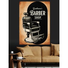 Tablomega Klasik Berber Dükkanı Tıraş Dekoratif Kanvas - Mdf Ahşap Tablo