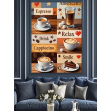Karizma Tablo Vintage Kahve Molası Poster Dekoratif Kanvas - Mdf Ahşap Tablo