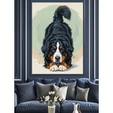 Tablomega Bernese Dağ Köpeği Sevgili Dekoratif Kanvas - Mdf Ahşap Tablo