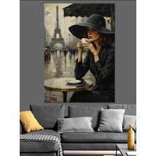 Tablomega Edebiyatçı Silüeti Paris Sokak Dekoratif Kanvas - Mdf Ahşap Tablo