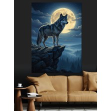 Tablomega Dolunay Altında Yürüyen Kurt Dekoratif Kanvas - Mdf Ahşap Tablo