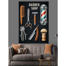 Artmeg Berber Dükkanı Retro Poster Dekoratif Kanvas - Mdf Ahşap Tablo
