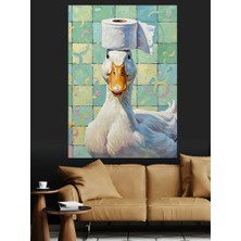 Artmeg Banyodaki Ördek ve Tuvalet Kağıdı Dekoratif Kanvas - Mdf Ahşap Tablo