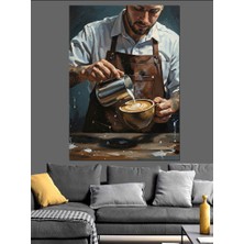 Artmeg Barista Kahve Hazırlarken Dekoratif Kanvas - Mdf Ahşap Tablo