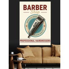 Tablomega Klasik Berber Dükkanı Logosu Dekoratif Kanvas - Mdf Ahşap Tablo