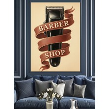 Tablomega Berber Dükkanı Retro Afiş Dekoratif Kanvas - Mdf Ahşap Tablo
