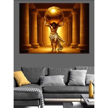 Artmeg Antik Tapınak Içinde Altın Dünyayı Taşyan Atlas  Dekoratif Kanvas - Mdf Ahşap Tablo