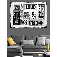 Artmeg Hard Rock Loud Power Afişi Dekoratif Kanvas - Mdf Ahşap Tablo