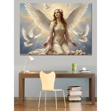 Artmeg Kanatlı Melek Kadın Figürü Dekoratif Kanvas - Mdf Ahşap Tablo