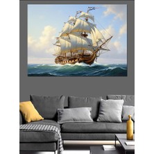 Karizma Tablo Okyanusta Seyir Eden Yelkenli Gemi Dekoratif Kanvas - Mdf Ahşap Tablo