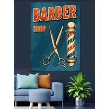 Karizma Tablo Berber Dükkanı Makas Posteri Dekoratif Kanvas - Mdf Ahşap Tablo