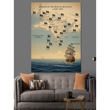 Artmeg Eski Gemi ve Korsan Haritası Dekoratif Kanvas - Mdf Ahşap Tablo