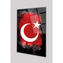 Duvar Sanatı Türk Bayrağı Dikey Cam Tablo Ev Iş Ofis Makam Odası Okul Hediyelik Tablo