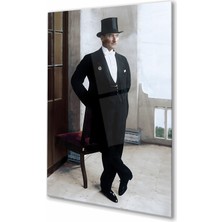 Duvar Sanatı Atatürk Portre Simokinli Dikey Cam Tablo, Kurum Ofis Iş Ev Büyük Boy Hediyelik Tablo