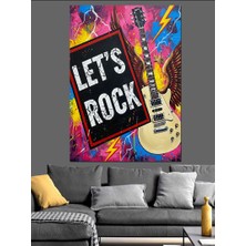 Karizma Tablo "haydi Rock Yapalım" Gitar Dekoratif Kanvas - Mdf Ahşap Tablo