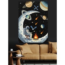 Artmeg Gezegenler Yıldızlar Bilim Kurgu Dekoratif Kanvas - Mdf Ahşap Tablo