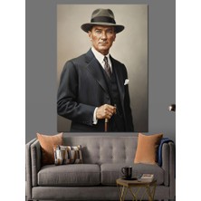 Artmeg Şapkalı Mustafa Kemal Atatürk Dekoratif Kanvas - Mdf Ahşap Tablo