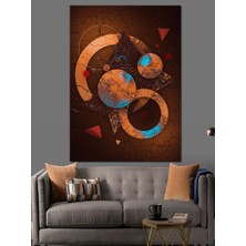 Artmeg Soyut Geometrik Dünya Haritası Dekoratif Kanvas - Mdf Ahşap Tablo