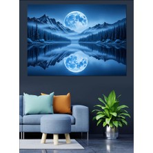 Artmeg Dolunay Yansıması Deniz Manzarası Mavi Dekoratif Kanvas - Mdf Ahşap Tablo