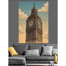 Artmeg Big Ben Ingiliz Mimarlık Saat Kulesi Dekoratif Kanvas - Mdf Ahşap Tablo