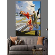 Artmeg 2. Dünya Savaşı Uçakları ve Pilot Dekoratif Kanvas - Mdf Ahşap Tablo