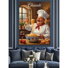 Karizma Tablo Neşeli Aşçı Makarna Kutlama Dekoratif Kanvas - Mdf Ahşap Tablo