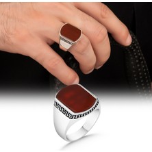 Mem Güney Silver Akik Taşlı 925 Ayar Gümüş Erkek Yüzük