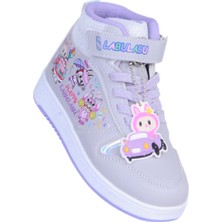 Prokids 4444 Gri-Lila Cırtlı Boğazlı Kız Çocuk Spor Ayakkabı
