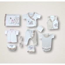 Minik Sincap Nakışlı  10LU Zıbın Takımı Hastane Çıkışı Ekru