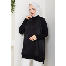 Pamuk Butik Kadın Yarım Balıkçı Yaka Yandan Fermuarlı Ipek Kupra Merserize Tunik -PMK494