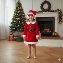 Miniko Kids Kız Çocuk Yılbaşı Noel Temalı Noel Baba Elbisesi