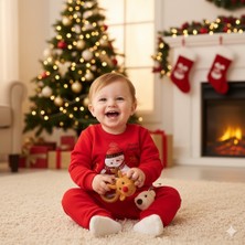 Miniko Kids Bebek Yılbaşı Noel Temalı Kardan Adam Baskılı Eşofman Takımı