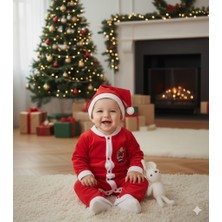 Miniko Kids Bebek Yılbaşı Noel Temalı Noel Baba Baskılı Tulum