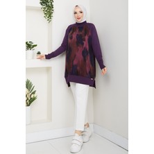 Pamuk Butik Kadın Yarım Balıkçı Yaka Yandan Fermuarlı Ipek Kupra Merserize Tunik -PMK494