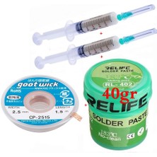 MHM Relıfe RL-402/ Krem Lehim Solder Paste 183°C Noclean SN63/PB67 40G Lehim Toplama CP-2515 Emme Teli