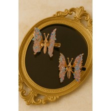 Gigi Giyim Kristal Taş Desenli Oynar Kanatlı Kelebek Pens Toka