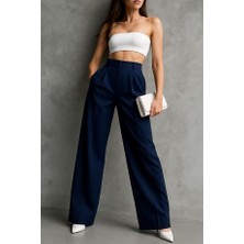 FlexiFit Kadın Siyah Çift Pileli Yüksek Bel Palazzo Kumaş Pantolon | Şık Ofis ve Günlük Kombinler Için