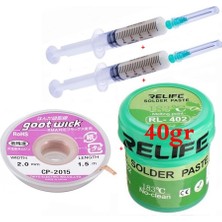 Smnr Relıfe RL-402 Krem Lehim Solder Paste 183°C Noclean SN63/PB67 40G Lehim Toplama CP-2015 Emme Teli 2 mm