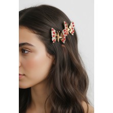 Gigi Giyim Komple Inci Detaylı Oynar Kanatlı Kelebek Pens Toka