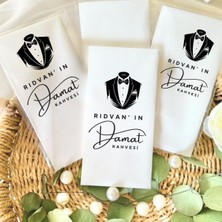 Lion Baskı ve Organizasyon Damat Kahvesi Smokin Baskılı Peçete 5 Adet