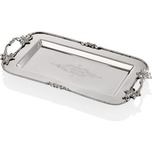 Es Dekor Tray Kulplu Gumus Dıkdortgen Tepsı 30X15 cm