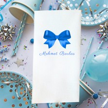 Lion Baskı ve Organizasyon Mavi Kurdele Baskılı Doğum Günü Peçetesi 20 Adet