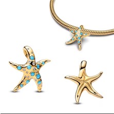 Hector Co Jewellery Gold ve Işıltılı Mavi Denizyıldızı Sallantılı Charm