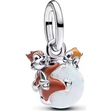 Hector Co Jewellery Gümüş Disney Chip ve Dale Biblo Sallantılı Charm