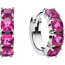Hector Co Jewellery Gümüş Pembe Halka Küpeler