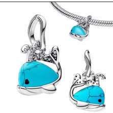 Hector Co Jewellery Gümüş Turkuaz Renkli Balina Sallantılı Charm
