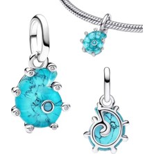 Hector Co Jewellery Gümüş Mavi Murano Deniz Salyangozu Charmı