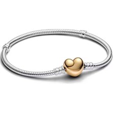 Hector Co Jewellery Gümüş Damgalı Kalp Klipsli Yılan Zincir Bileklik