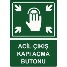 ZiPrinter Acil Çıkış Kapı Açma Butonu Isg Uyarı Levhası Pvc A5 15X21 cm