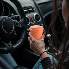 2’li To Go Eco Cup 300 ml Reusalbe|turuncu Yeniden Kullanılabilir Kapaklı Kahve Çevreci Bardağı|